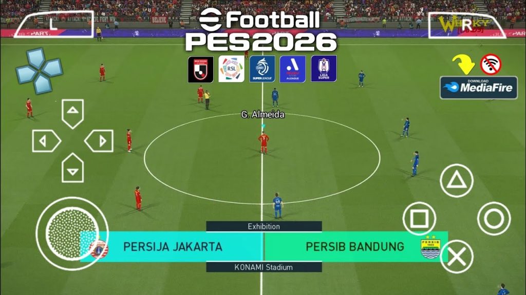 PES 2026 PSP Android gameplay showing updated kits and 4K-like graphics on PPSSPP emulator